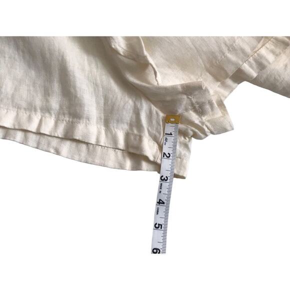 Zara Romper Size XS Tied 100% Linen Oyster White Long Sleeve V-Neck Jumpsuit - Picture 14 of 16